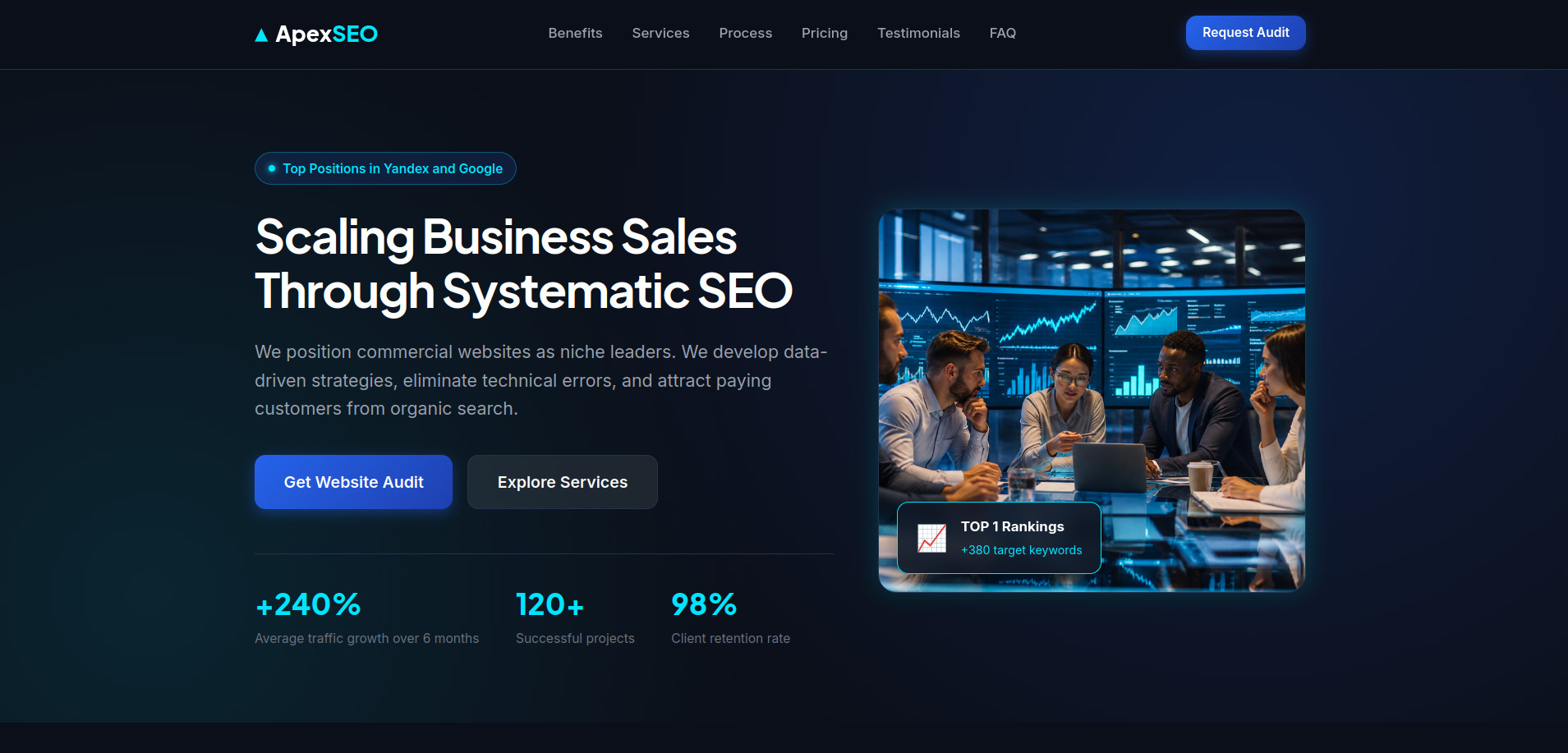 A landing page Orakul's agent generated from a single line — with real photos